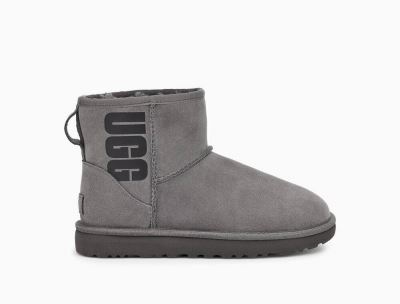 UGG Classic Mini UGG Rubber Logo Womens Classic Boots Grey - AU 762IY